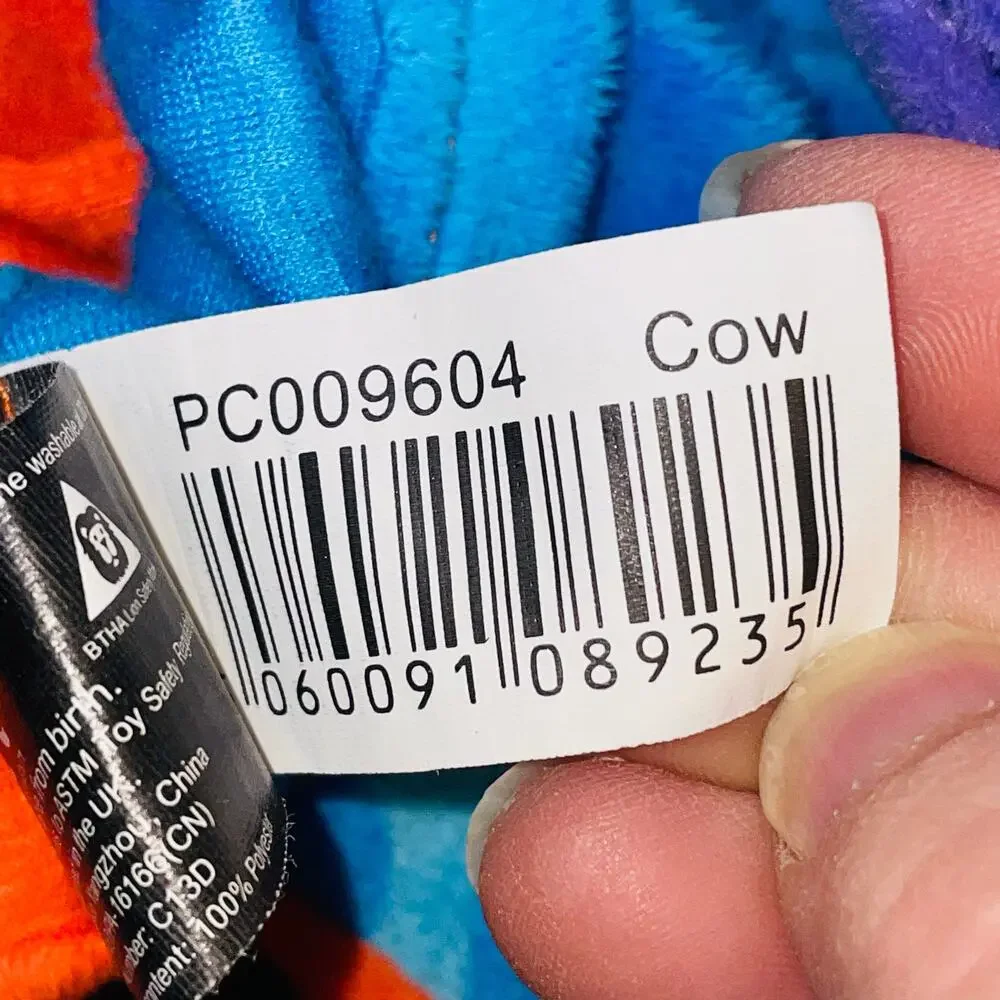 The Puppet Company Cow Hand Puppet Blue Orange Colorful Knitted Sock Toy 10